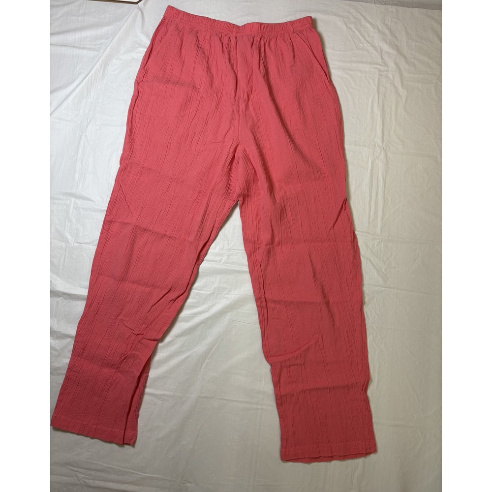 Womens Vicki Wayne's pink crinkly‎ pants, stretch waistband, size Large